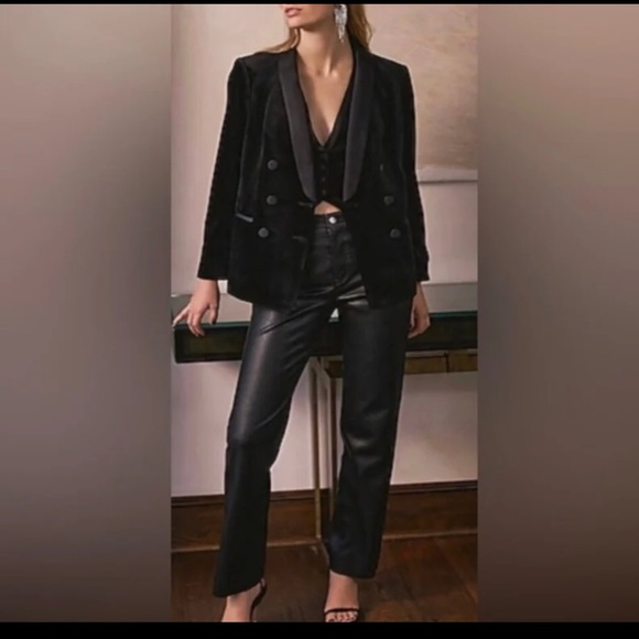 EXPRESS black high waisted straight leg faux leather pants NEW RE $107 w/t 12 - Picture 10 of 15